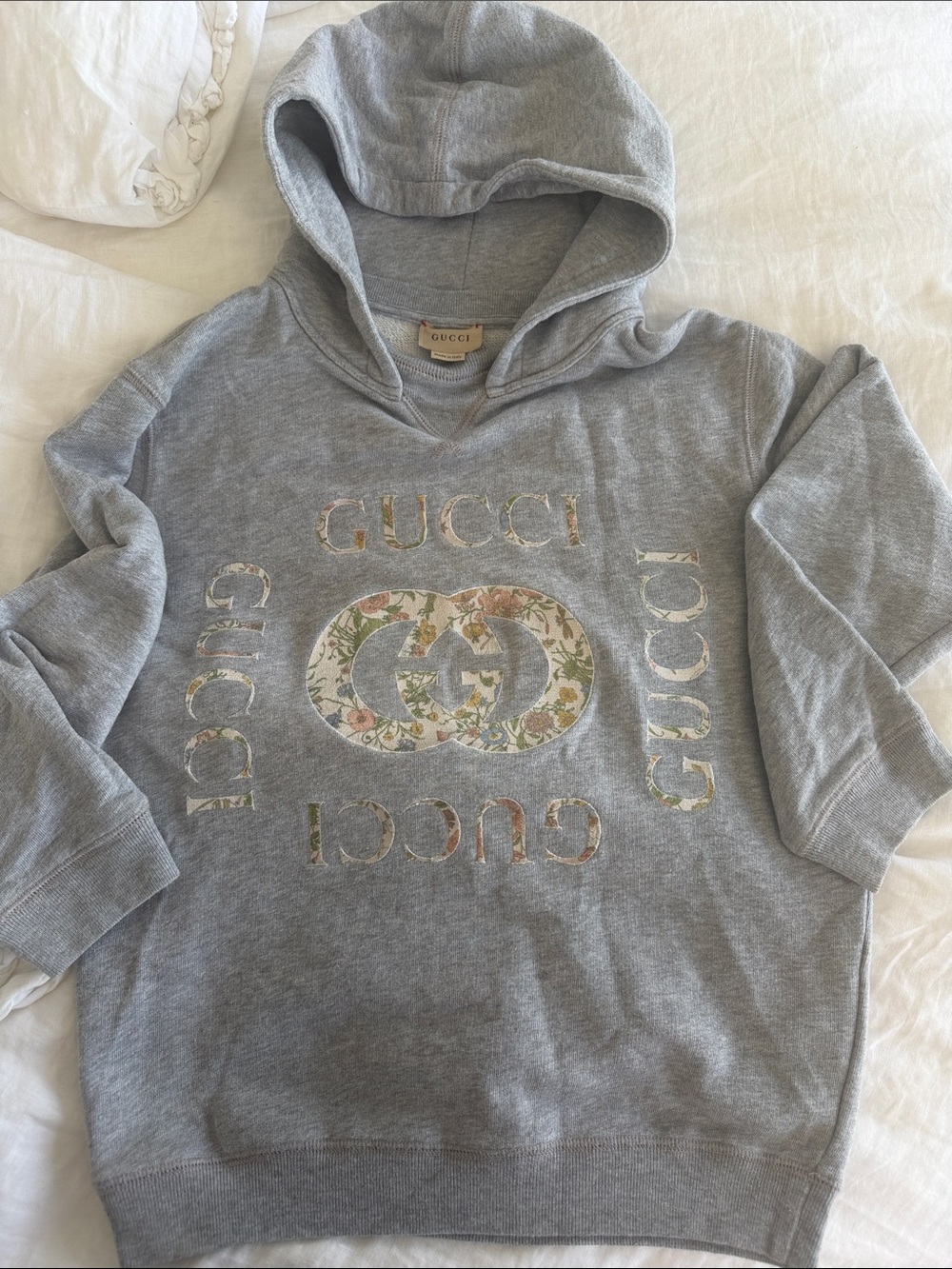 Gucci Gray Kids Floral Logo Hoodie